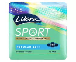 Libra Invisible Sport Pads Regular with Wings 12 Pack