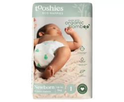 Tooshies Eco Nappies with Organic Bamboo Size 1 Newborn 3-5kg 26 Pack