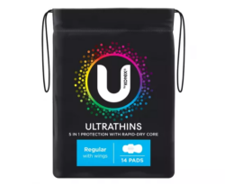 U By Kotex Ultrathins Pads Wing Regular 14 Pack