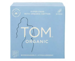 TOM Organic Ultra Thin Super Pads with Wings 10 Pack