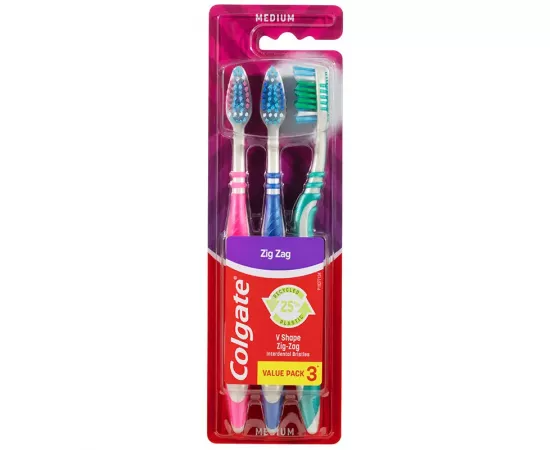 Colgate Zig Zag Manual Toothbrush Medium 3 Pack
