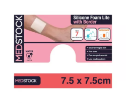 Medstock Silicone Foam Dressing with Border Lite 7.5cm x 7.5cm