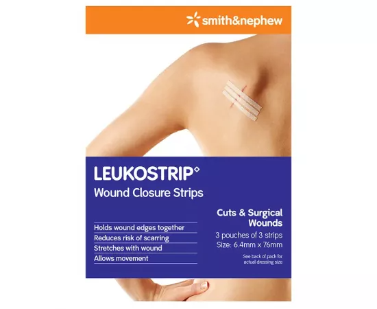 Smith & Nephew Leukostrip Closure Strips 6.4mm x 76mm 3 Pack