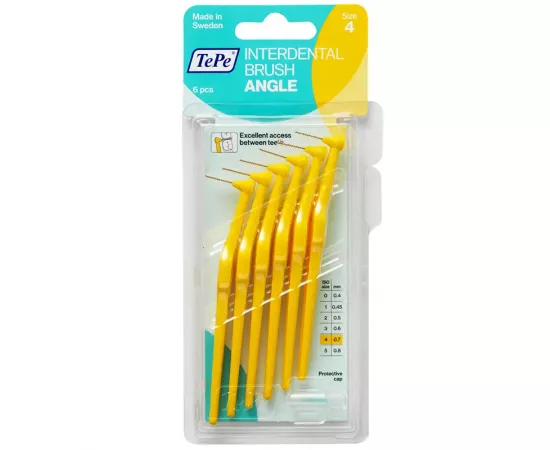 TePe Interdental Brush Angle 0.7 mm Yellow Size4 6 Piece Pack