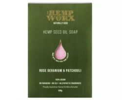 The Hemp Worx Rose Geranium & Patchouli Soap 120g