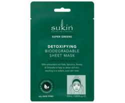 Sukin Super Greens Detoxifying Biodegradable Sheet Mask 25ml